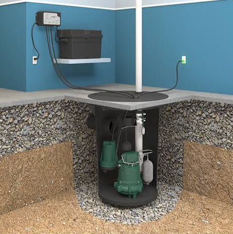 Sump pump system installation diagram